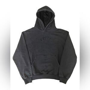 Copes Heavyweight‎ Terry Stone Washed Embroidered Logo Hoodie Black L NWOT